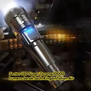 Senter LED Super BR259 Senter Waterproof Zoom Rechargeable Ringan Tahan Jauh USB Air Police Jarak IPX4 10000 Swat Terbaik Terang Lumens