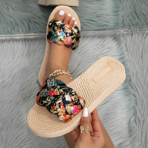 Free Shipping Summer Flip-Flops For Women Bohemian Style With Satin Straps Casual Low-Heeled Beach Sandals Ladies Slippers