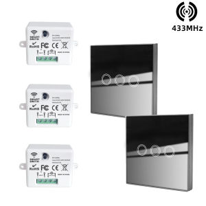 WenQia Công Tắc Không Dây Mini Rf Bộ Điều Khiển Ánh Sáng Với Công Tắc Tường Điều Khiển Từ Xa Cảm Ứng Bảng Kính Cho Điện Gia Đình 110V 220V