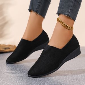[Free Shipping] WomenS Summer New Style Shallow-Toe Pointed-Toe Large-Size Slip-On Suede Loafers