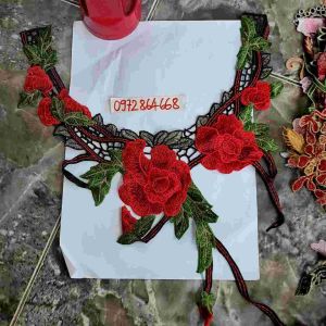 Cổ thêu may trang trí lên áo váy đầm áo dài