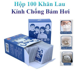 Hộp 100 Miếng Khăn Lau Mắt Kính Nano Chống Mờ Sương Bám Hơi Nước