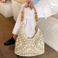 MILDPETAL Dung lượng lớn Túi cói Khoét rỗng Bohemian Túi đeo vai Thường ngày Túi xách đi biển cho kỳ nghỉ ở bãi biển. 