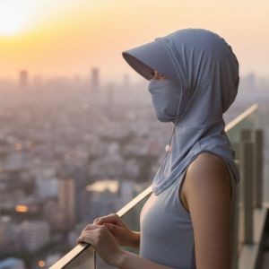 COVIEEZB Lụa băng Mũ Balaclava Sử dụng kép Có thể điều chỉnh Khẩu trang chống nắng khi đạp xe Mùa hè Mũ có tấm che Kem chống nắng che phủ toàn Nam giới