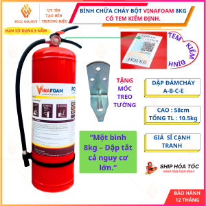Bình chữa cháy bột ABC 8kg VinaFoam có kiểm định.