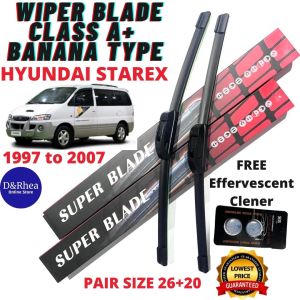 WIPER BLADE CLASS A+ HYUNDAI STAREX 1997 TO 2007 (FREE) CAR WINDSHIELD WINDOW CLEANER TABLET - PAIR (26+20)