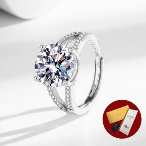 Diamcity (Free Gra Certificate) 5 Tongkat Tongkat Ratu Baris Ring Berlian Wanita VVS Cincin Terbuka Mozambik
