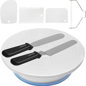 7Pcs Cake Making Tools Kit For Decorating Include Plastic Rotating Cake Turntable Icing Smoother/Spatula DIY Cake Decorating Set