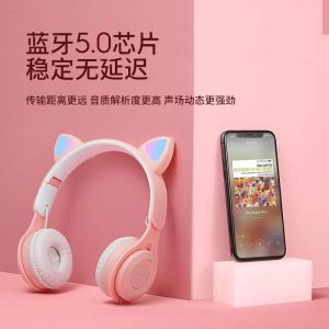 MGall Original Cat Ear Headphones Bluetooth Wireless Headsets built-in mic headphone girls Gift gaming heads