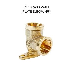 HEMOS 1/2" BRASS CHROME WALL PLATE ELBOW WITH BRACKET PIPE CONNECTOR (FF)