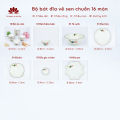 Bộ bát đĩa cao cấp Bát Tràng set 11, 16, 21 sản phẩm - Họa tiết sen chuồn. 