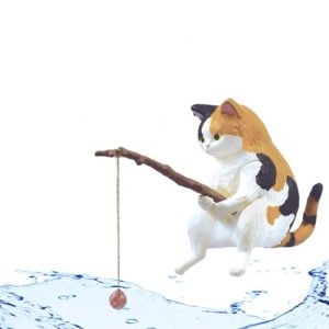 Mô Hình Tượng Mèo Câu Cá Hoạt Hình Bằng Nhựa Tượng Mèo Trang Trí Bể Cá Mini