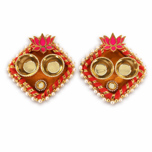 Chandan Roli Kumkum Chawal Holder Chopda Set for Pooja & Gifting | Decorative Home Mandir Item | Size -  3x3 Inches  (Pack of 2 Pcs)