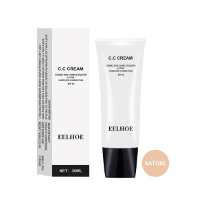 Eelhoe Moisturizing concealer CC Cream Makeup cc bb Cream Professional Concealing Foundation Base High Coverage Whitening Cream Cosmetics Brightening Skin Tone Waterproof and Sweatproof Foundation Cream Face Base Makeup