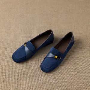 Free Shipping WomenS Round-Toe Deep-Cut Loafers 2026 Spring/Autumn New Collection Low-Heel With Metal Buckle Slip-On Style Small Leather Shoes