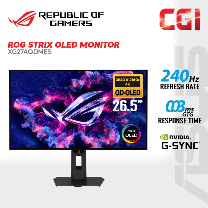 Asus ROG Strix 27" OLED XG27AQDMES OLED ( QHD, 240Hz, 0.03ms, HDR10, Adaptive Sync, Ergonomic ) Gaming Monitor