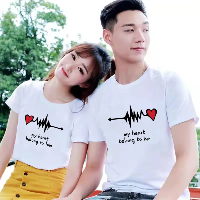 I Love My Girlfriend Boyfriend Printed T-Shirts For Women Men Summer Short  Sleeve Couple T Shirts Round Neck Casual Summer Lover Tops