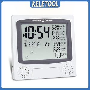 Azan Clock with Large LCD Screen 8 Athan Sounds Hijri Gregorian Calendar Multi language Islamic Prayer Time Alarm Clock for Home Office 祈祷钟