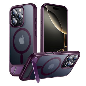Luxury Invisible Stand Phone Case For iPhone 17 16 15 14 13 12 Pro Max For MagSafe Magnetic Translucent Hard Back Cover For iPhone 17 Air 16 15 14 Plus Military Shockproof Casing With Kickstand