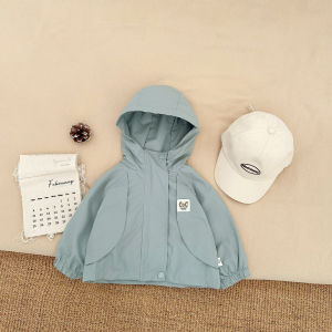 Boys Spring and Autumn Windbreaker Jacket Infant Korean Style Hooded Outdoor Jacket Stylish Jacket for Baby Boys
