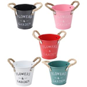 Vintage Metal Flower Pot For Succulents Multipurpose Decorative Storage Bucket Bucolic Office Desk Organizers Durable Iron Container