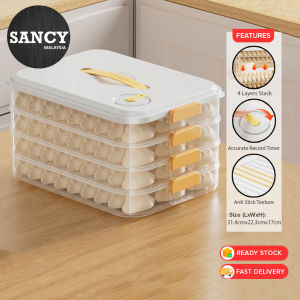 SANCY 4 Layer Food Storage Dumpling Plastic Multi-Layer Refrigerator Freezer Timer Crisper Household Storage Box - Fulfilled by SANCY