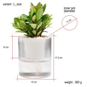 Nexcam Straight Semi Transparent Vertical stripes Self Watering Planter Pot