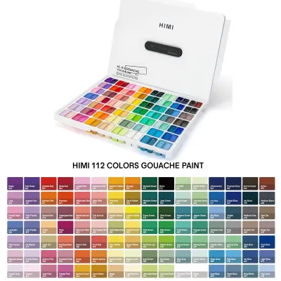 MIYA Himi 112สี 12 กรัม ถ้วยคู่ ผงน้ำชุดสี ถ้วยเยลลี่เลือกหลายสี สีน้ำและโปสเตอร์ ปลอดสารพิษสีสันสดใส เคสแบบพกพา Gouache