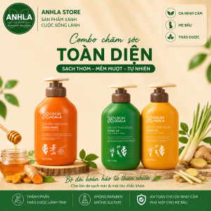 Sữa Tắm Gừng Nghệ 500g & Gel Gội Gừng Sả 500g Cỏ Cây Hoa Lá – Giữ Ấm Cơ Thể Sạch Mụn Lưng Tóc Khỏe Sạch Gàu Kiềm Dầu