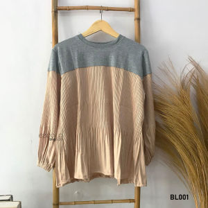 Ezpata Blus Wanita Bahan Plisket Korean Style LD 108cm Atasan Kekinian Terbaru