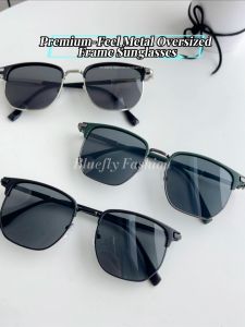 Square Semi-Rimless Sunglasses Anti-Rad Classic Metal Frame with UV Protection Universal Fashion Fit