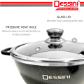 DESSINI ITALY 24CM Casserole Die Cast Aluminium Non Stick Pot Bowl Pan Cookware Tool with Cover. 
