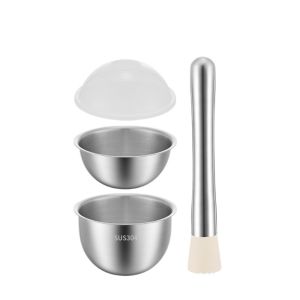 ODZ5L Manual Garlic Masher 304 Stainless Steel Large Capacity Mortar Grinding Bowl Easy To Clean with Lid Garlic Mashing Pot Lemon