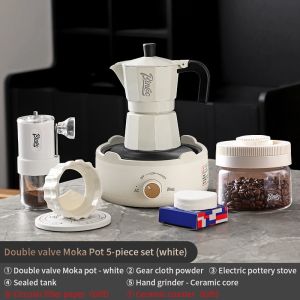 Bincoo van đôi ấm moka với bếp extractor cà phê Espresso nồi nhà và nhỏ ngoài trời sản xuất bia Bộ cà phê 2 ly