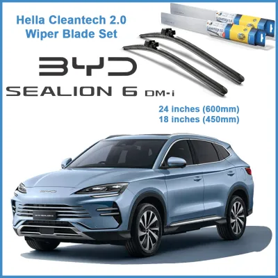 BYD Sealion 6 DM-i SL6 Wiper Blade Set Hella Cleantech 2.0 Front 24 18 Push Button Hybrid CT60 CT45 (Cross Ref A187S)