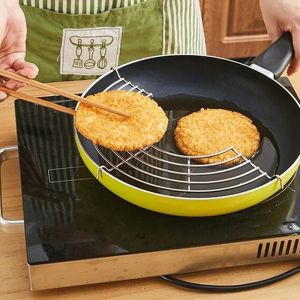 30cm Stainless Steel Frying Oil Strainer Steam Rack 26cm 28cm Oil Drainer Mesh Colander Filter Frying Pan Oil Drain Rack Kitchen Gadget  Kitchen Accessories