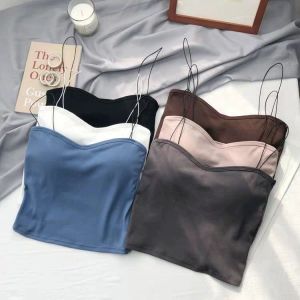 3/6/9Pcs Padded Crop tank Top Bralette Camisole Spaghetti Strap Women Tops Push Up Casual Sanah