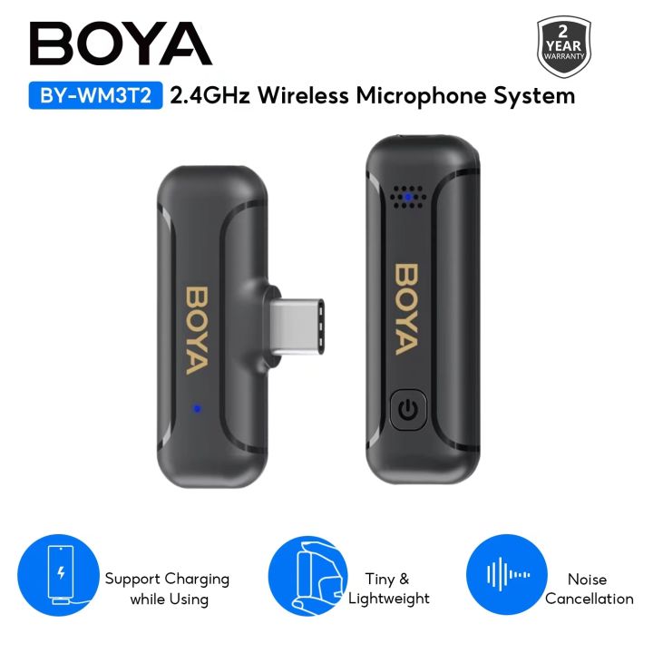 BOYA BY-WM3T2-U1/U2 Mini 2.4GHz Wireless Lavalier Microphone, Noise ...
