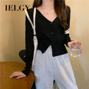 IELGY Korean Knitwear Autumn Womens Fashion Small Fragrance V-neck Thin Sunscreen Cardigan Long Sleeve Top