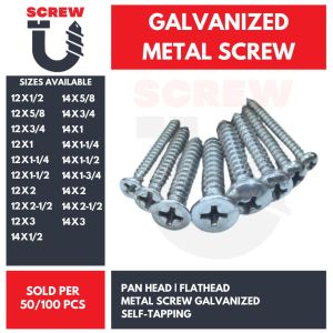 #12 #14 GALVANIZED METAL SCREW (50/100PCS) SELF-TAPPING PANHEAD | FLATHEAD |