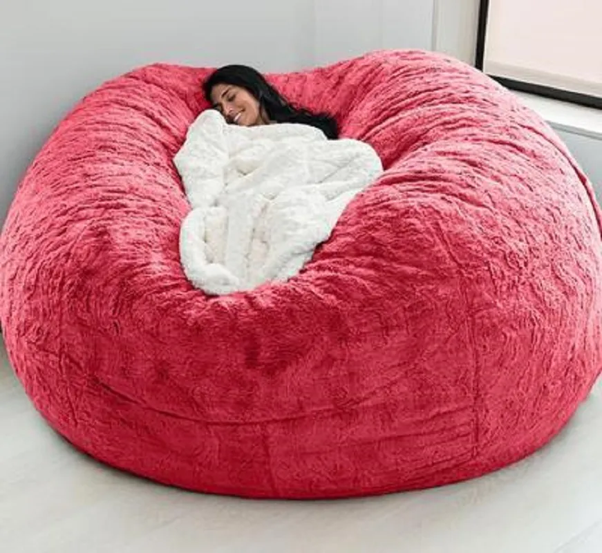 Beanbag Giant soft and comfortable fluffy fur bean bag bed lazy