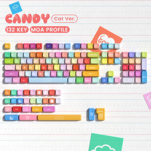 WOMIER 129 Keys MAO Profile Coffee Cat PBT Keycaps Customs Dye Sub Key caps for 61/87/104 Cherry MX Switch Gaming Mechanical Keyboard