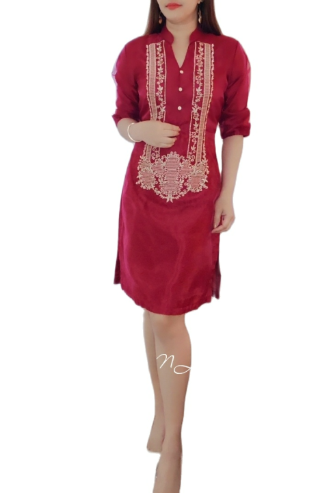 red barong dress WD08 - Neoprene Mestiza Gown Red