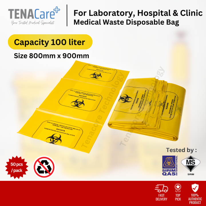 100 Liter Yellow Bag Medical Waste Disposal Bag (800mmx900mm) Lazada