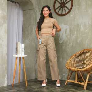 CELANA CARGO PANTS | KULOT CARGO WANITA | CELANA CARGO DRIL | CELANA HIGTWAIST KOREAN STYLE TERLARIS