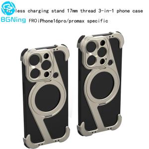 Metal Z Type MagnePhone Case For iPhone 16 Pro Max Aluminum Alloy Rimless Magsafe Snap-on Bracket Shockproof Cover