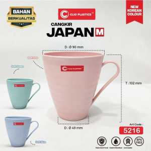 6pcs cangkir Japan Warna korea(m) Clio tahan panas BPA FREE