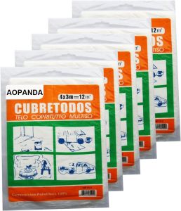 AOPANDA Painters Plastic Drop Cloth，9x12ft Plastic Tarp Waterproof Dustproof， Painting for Couch Cover and Furniture Cover Painters Plastic dust Cover.