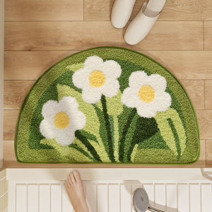 Anti-Slip Bathroom Mat Ultra Absorbent Quick-Dry Fleece Soft Flower Design Machine Washable Carpet