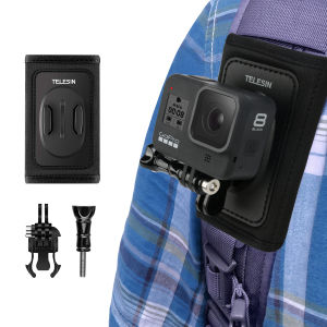 TELESIN Backpack Strap Bracket Mount Clip for GoPro Hero 13 12 11 10 9 8 7 6 5 4 3 DJI OSMO Action 5 4 3 Insta360 SJCAM EKEN Action Camera Sports Accessories